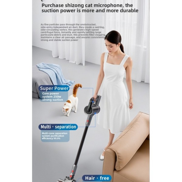 DY V15s Rechargeable Battery-Powered Cordless Stick Vacuum Cleaner for Car & Garage Use Portable Wet/Dry Activated Carbon Filter