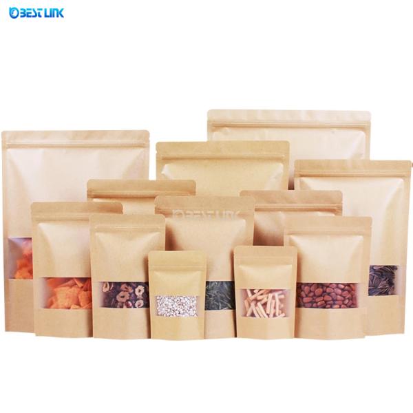 Kraft Coffee Standing Pouch Anti Leakage Food Foil Kraft Paper Bags