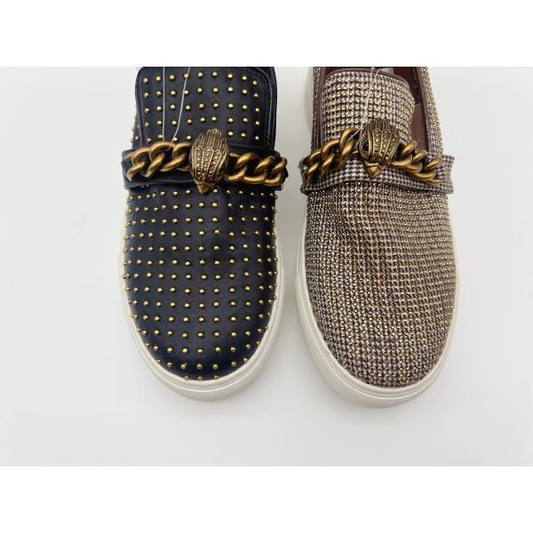 Casual Durable Womens Flat Leather Shoes Black Custom With Metal D Ring