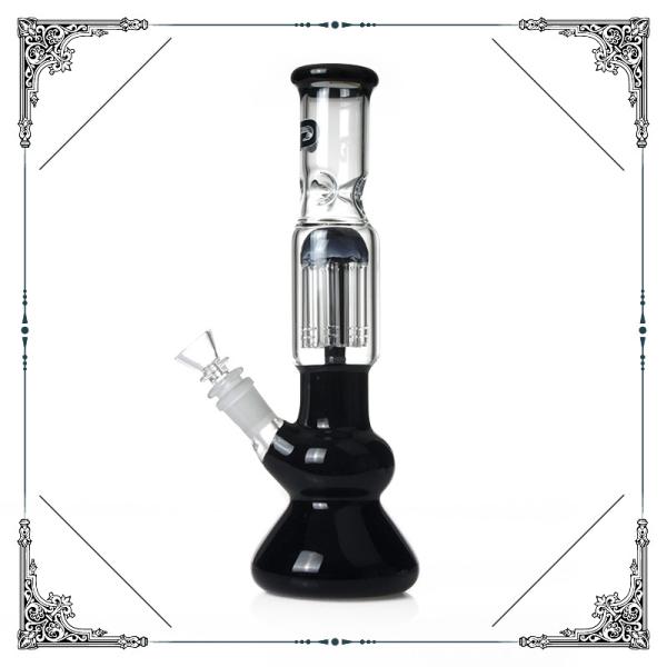 10 Inches Double Round Base Glass Bong 4 Arms Tree Perc Hookah Smoking Pipes
