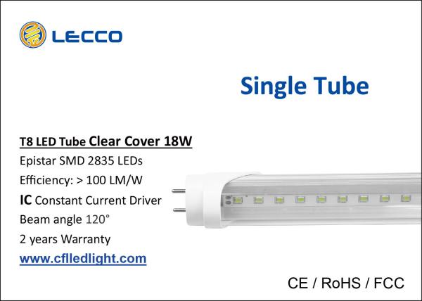 High Lumen 1200mm Led Tube Light T8 , Bright White Led Linear Light Fixtures 80 LM / W