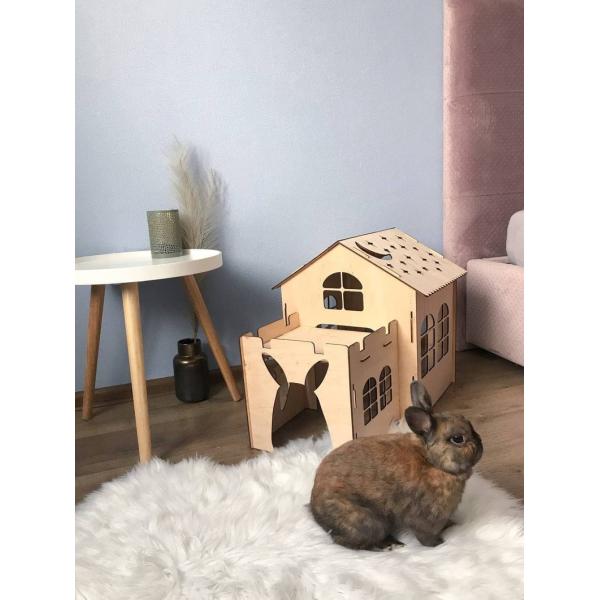 4mm Birch Plywood Rabbit Bunny House 76x46x56cm wooden rabbit furniture