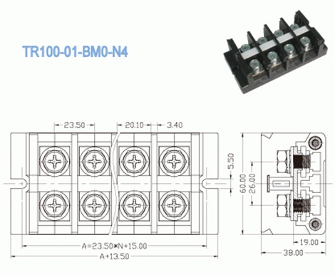 Тип сильнотоковый тангаж Poles 23.50mm терминального блока 12 600V барьера