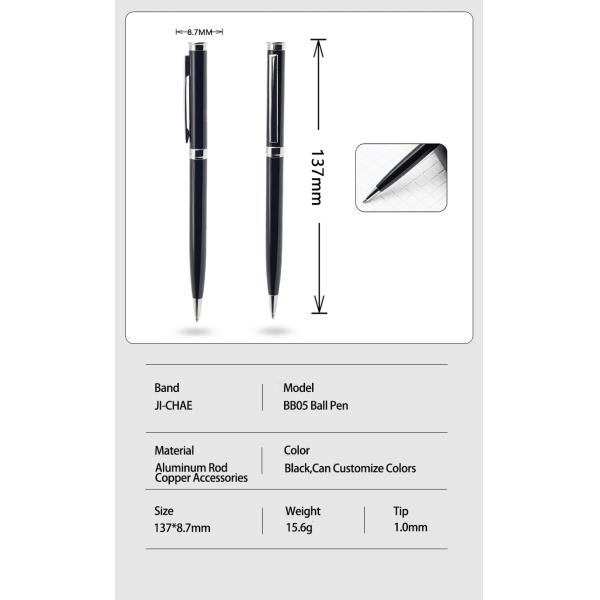 Advertising Hotel Metal Ballpoint Pen Twist Slender Ball Pen With Custom Logo