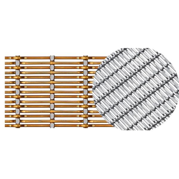 Copper Color Facade Fabric Architectural Wire Mesh Made In Aluminum Flat Wire