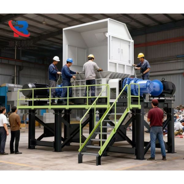 Industrial Heavy Duty Dual Shaft Shredder  Large Capacity for Metal & Plastic Waste