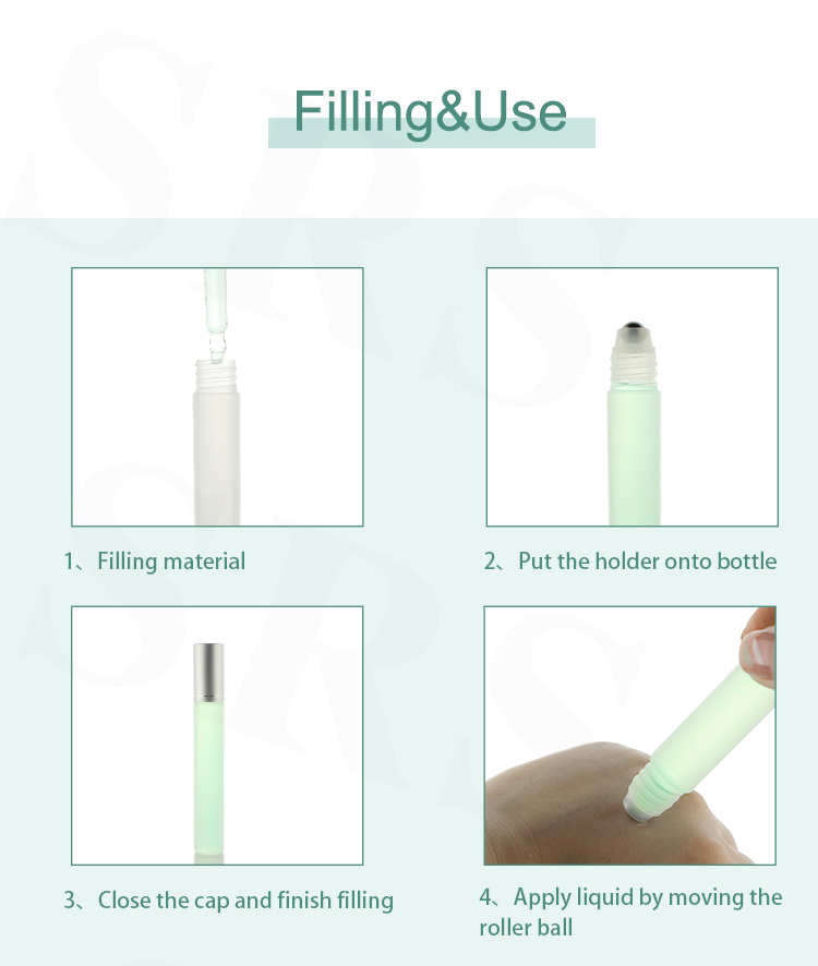 Custom Color 20ml Plastic Roller Bottle Empty Roll On Container For Massage Oil Deodorant Serum