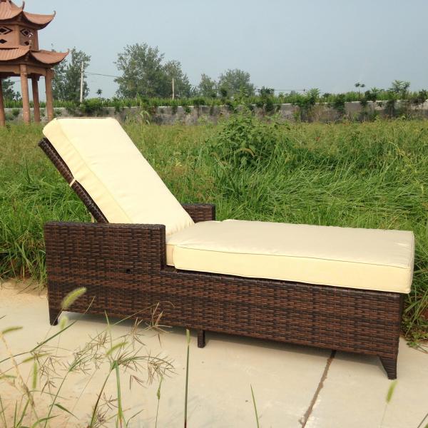Adjustable Outdoor Garden Beach Pool Rattan Lounger Sunbed Cushion Chair CE BSCI
