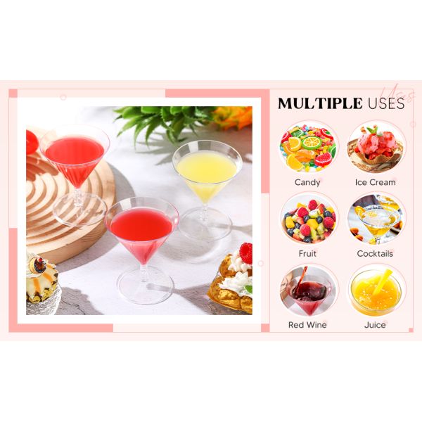 Thoughtful Design Mini Martini Glasses Plastic Oz Disposable Mini Margarita Cups Clear for Weddings Party Wine Cocktails Drinks Desserts