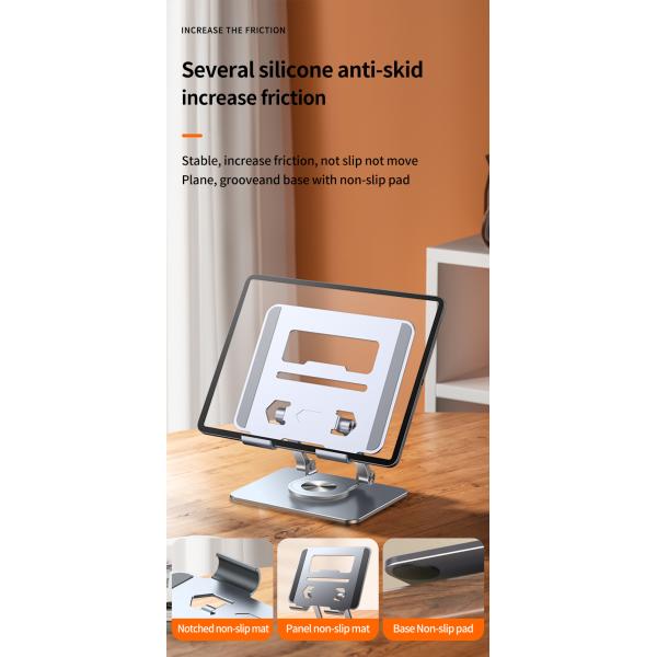 Folding Tablet Mobile Phone Stand Phone Holder Metal Alloy Device size supported 1 13 inch Adjustable height Easy to Carry