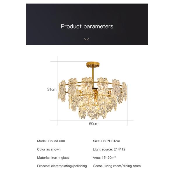 Transparent Glass Led Chandelier For Living Room Foyer Hall Luxury Ceiling Lamp Decor Kitchen leaf chandelier(WH-CY-250)