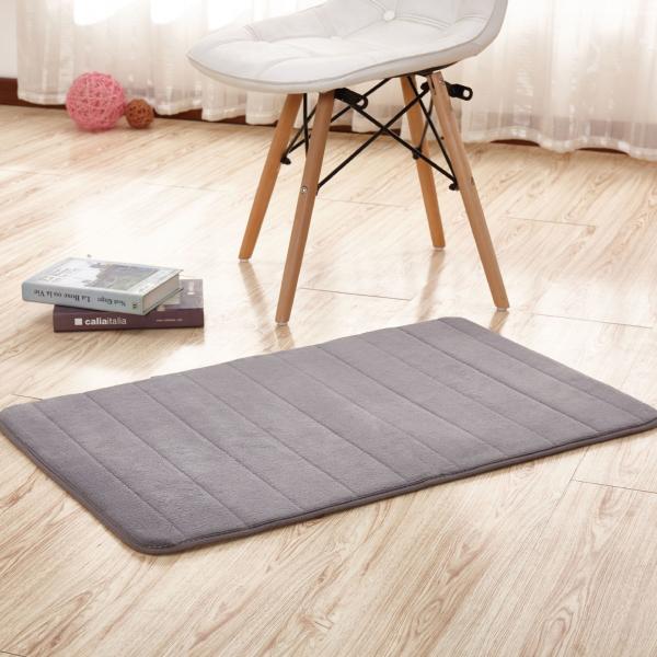 Thick Memory Foam Floor Mats , Bulky Fleece Fabric Grey Fast Drying Bath Mat