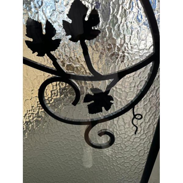custom Wrought Iron Glass With 12mm*12mm Steel Bar For Wood Door