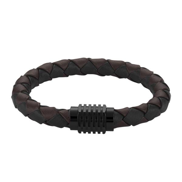 Hot stainless steel magnet buckle leather rope bracelet men custom leather bracelet