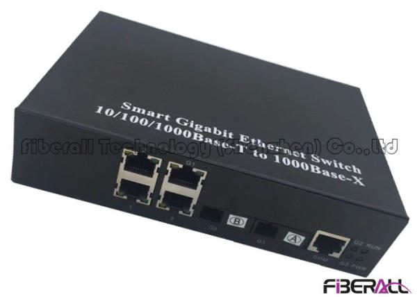 Gigabit Single Fiber Media Converter With Ethernet Ring Protection 4 RJ45 Ports
