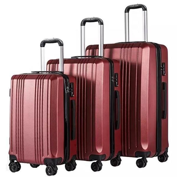 ABS Waterproof Travel Luggage Hardside Trolley Suitcase Double Zipper TSA Lock 4 Spinner Wheels