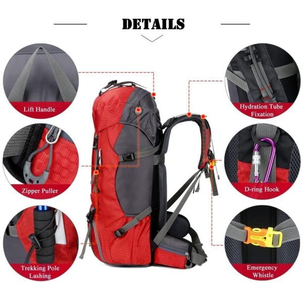 Custom Logo Waterproof Lightweight Hiking Backpack 60l For Climbing