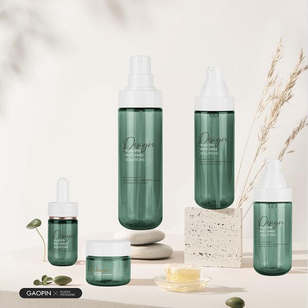 Green PET Empty Lotion Bottle SGS Approved Cosmetic Plastic Bottle Customizable Skincare Packaging