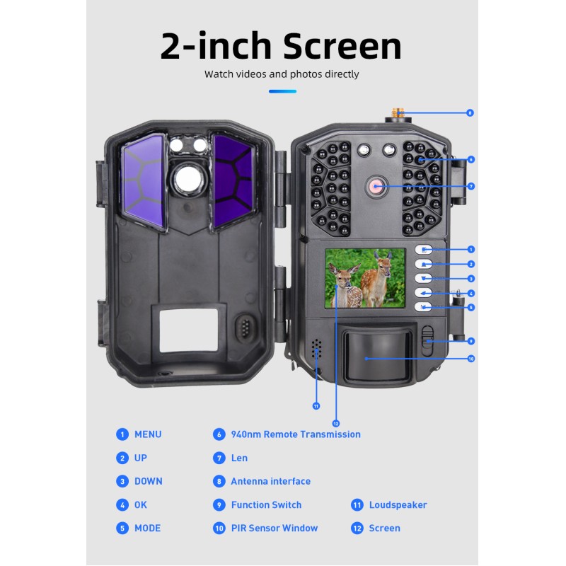 4G LTE Wireless Cellular Trail Camera with App for Deer Hunting &Videos on Any Phone Verizon, AT&T, Game Trail Camera 4G