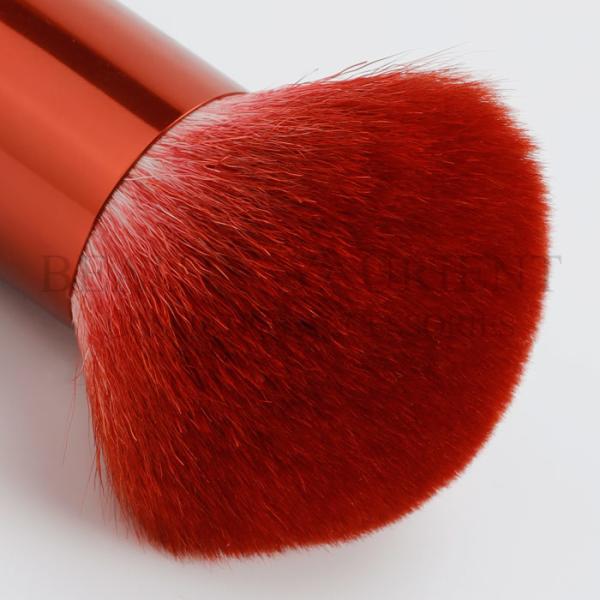 Red Metalized Handle Kabuki Bronzer Brush Daily Makeup Tools High Performance
