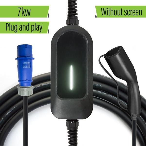 EVCOME Portable Electric Car Charger (220V 7KW MAX 32A Ajutable ) 5M Or Customized Cable With OEM ODM