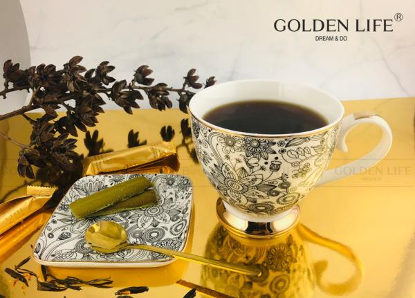 Ceramic Coffee Mug With Flower Decal New Bone China Custom Coffee Mugs For Home