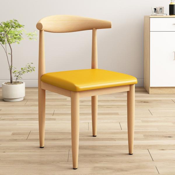 Wood Pattern Design Modern Simple Restaurant Chair with PU seat Dining Party Leisure Desk Stool Solid Seater