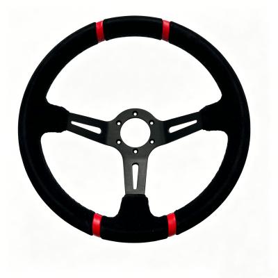 Motorsport Billet Racing Steering Wheels Suede Wrapped 90MM Dish 14 Inch