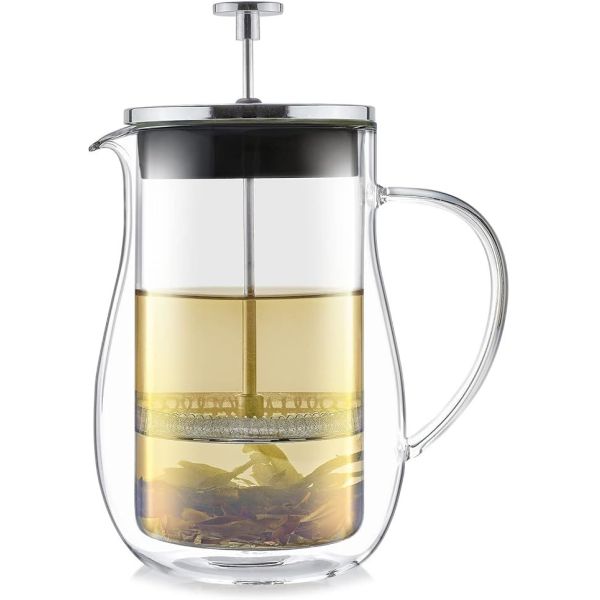 Customized 600ml Capacity Borosilicate Glass Coffee Kettle Double Wall French Press