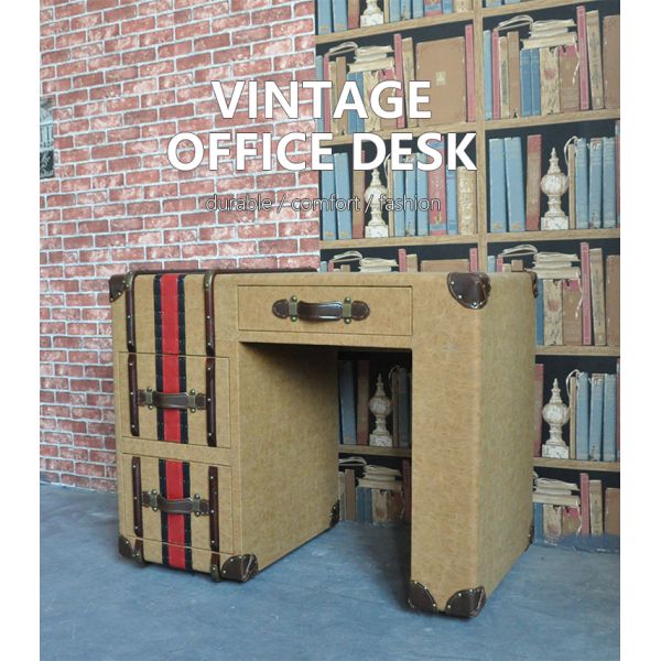 Nidea #8311 Vintage American Country Distressed Leather Computer Desk Personalized Study Furniture Living Room Home Office Designer