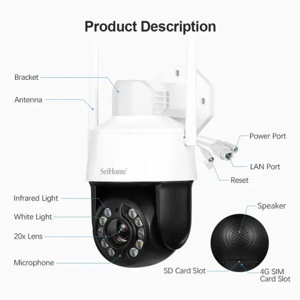 5G WiFi Outdoor Security Waterproof IP66 CCTV Network Camera 20X Optical Zoom Color Night Vision Camera