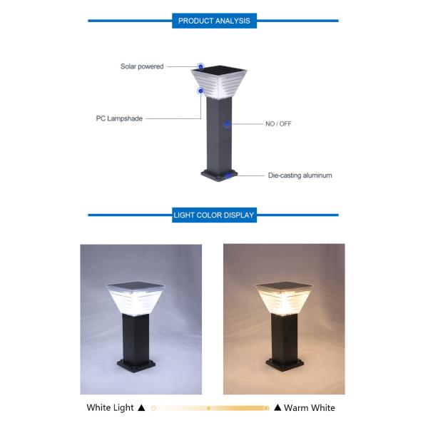 Minimalist 7W LED Solar Garden Light Landscape Decoration Bollard LED Lawn Lighting