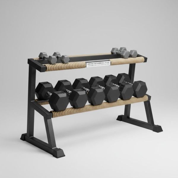 Rope Two Tier Dumbbell Rack U+PL1048 Studio Grade Robust Quality Assured Quick Setup