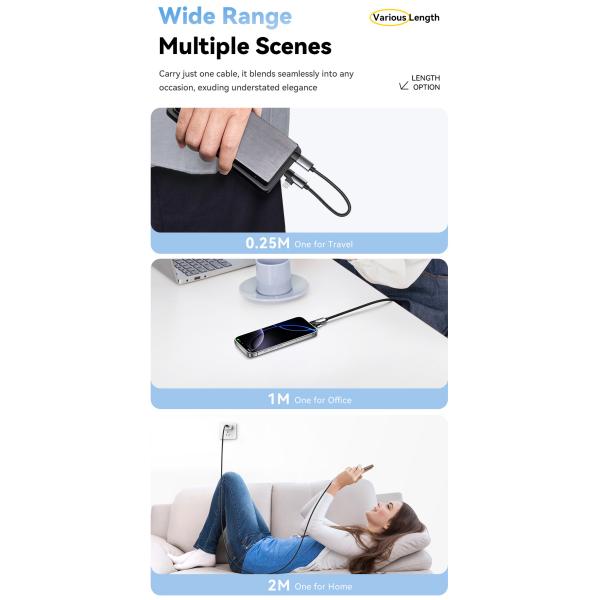 65W USB C to C and Micro Fast Charging Cable 1M 2M 480Mbps Data Transfer