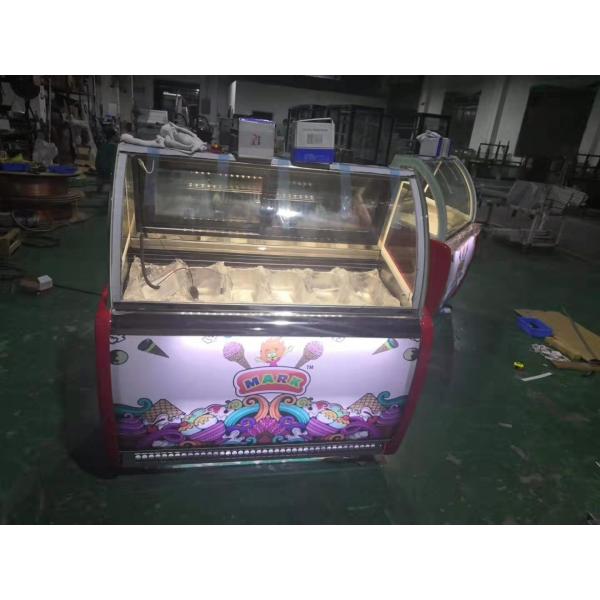 одиночная витрина замораживателя дисплея мороженого строки 10Pans со светлым внутрь