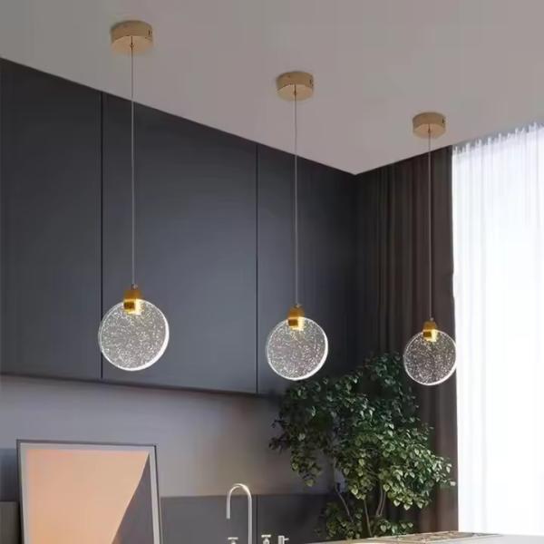 Chambre de séjour en cristal ronde contemporaine maison décorative Led Pendant Light Pour l'hôtel Escalier de salon