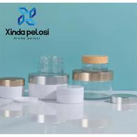 Recipientes de cosméticos transparentes, vidro de creme de âmbar com tampa de ouro e tampa de prata