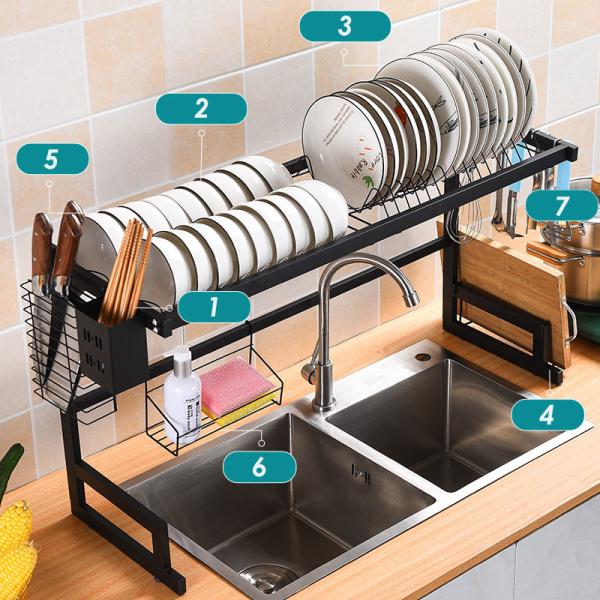 Rustproof Dishes Rack Over Sink , OEM Sink Drying Rack For Storing Kitchenware