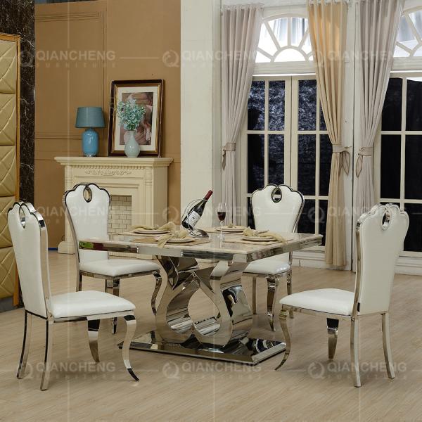 Mobília moderna de Qiancheng da mesa de jantar da parte superior do mármore de 150x90x75cm 6 Seater