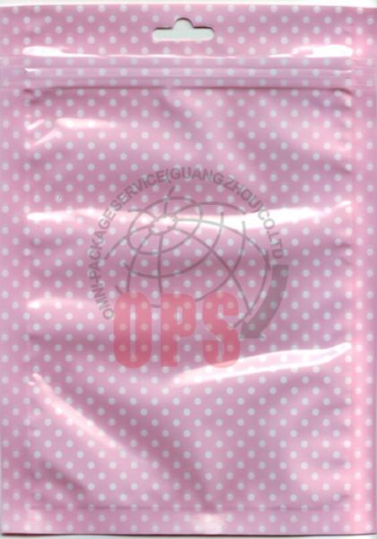 Pink Recycled Flexible Cosmetic Packaging Pouches With Zipper Three Side Seal