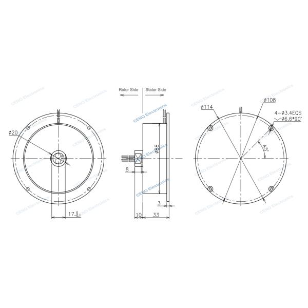 Низкотемпературный 100M Ethernet Pancake Slip Ring Collector с IP51 и 300RPM