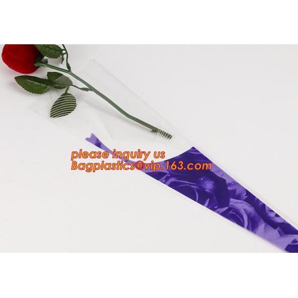 Paper box flower sleeve single rose flower wrapping sleeve,imprineted color high transparence clear flower sleeve PACK