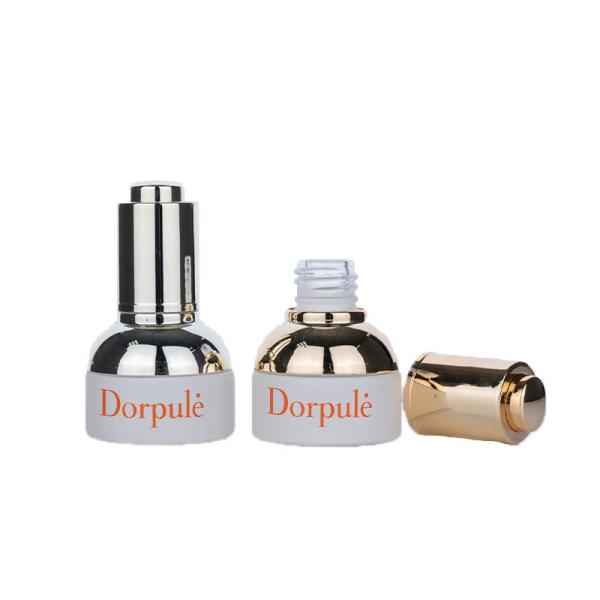 20ml White Cylindrical Smooth Glass Bottle With Golden/Silver Drop For Empty Dropper Bottle