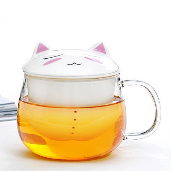 Secadora de roupa de vidro com Infuser, caneca do chá dos desenhos animados extravagantes do curso do chá do vidro de Pyrex