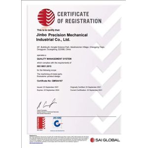 Sinbo Precision Mechanical Co., Ltd. Certifications
