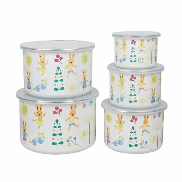 Daily Using Enamel Container Set Enamel Mixing Bowl Multipurpose Tableware Food Storage