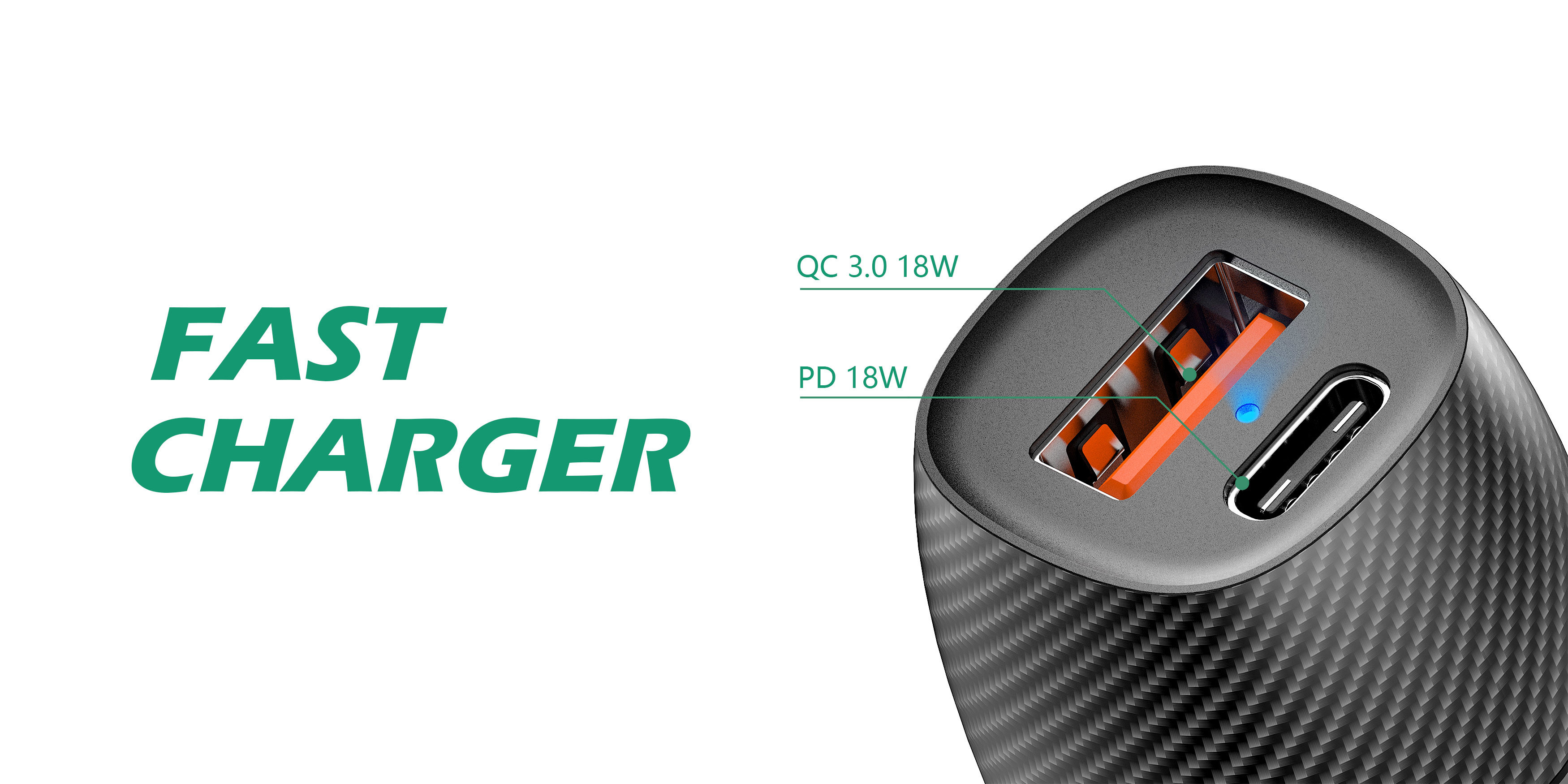 Qc 3.0 Car Pd Fast Charger Type-C Универсальный мини-усб C Двойной 2-портный мобильный телефон