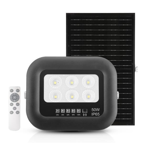 Outdoor Lighting Black ABS Solar Light Remote Control 50w  Led Solar Flood Light