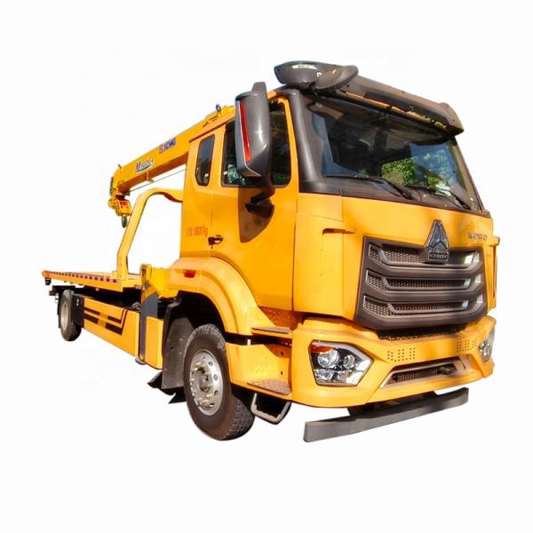 HTC Howo 10トン フラットレッカー 8トン4セクションアームクレーン付き     クレーン付きトラクター  ロールバック  クレーン付き