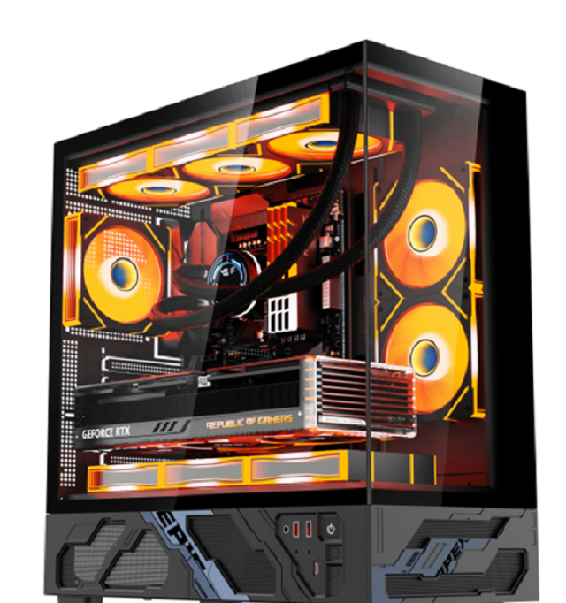 Mid-Tower ATX Gaming Case,Tempered Glass, 0.7mm SPCC, Supports 360mm Water Cooling, Up to 420mm GPU